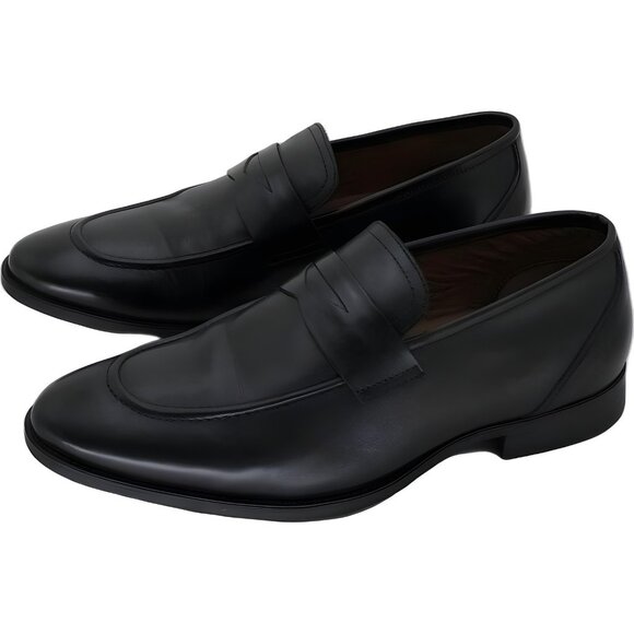 Thomas Vine Bishop Penny Loafers Black Leather Apron Toe Dress Shoes 10.5M - Picture 2 of 6